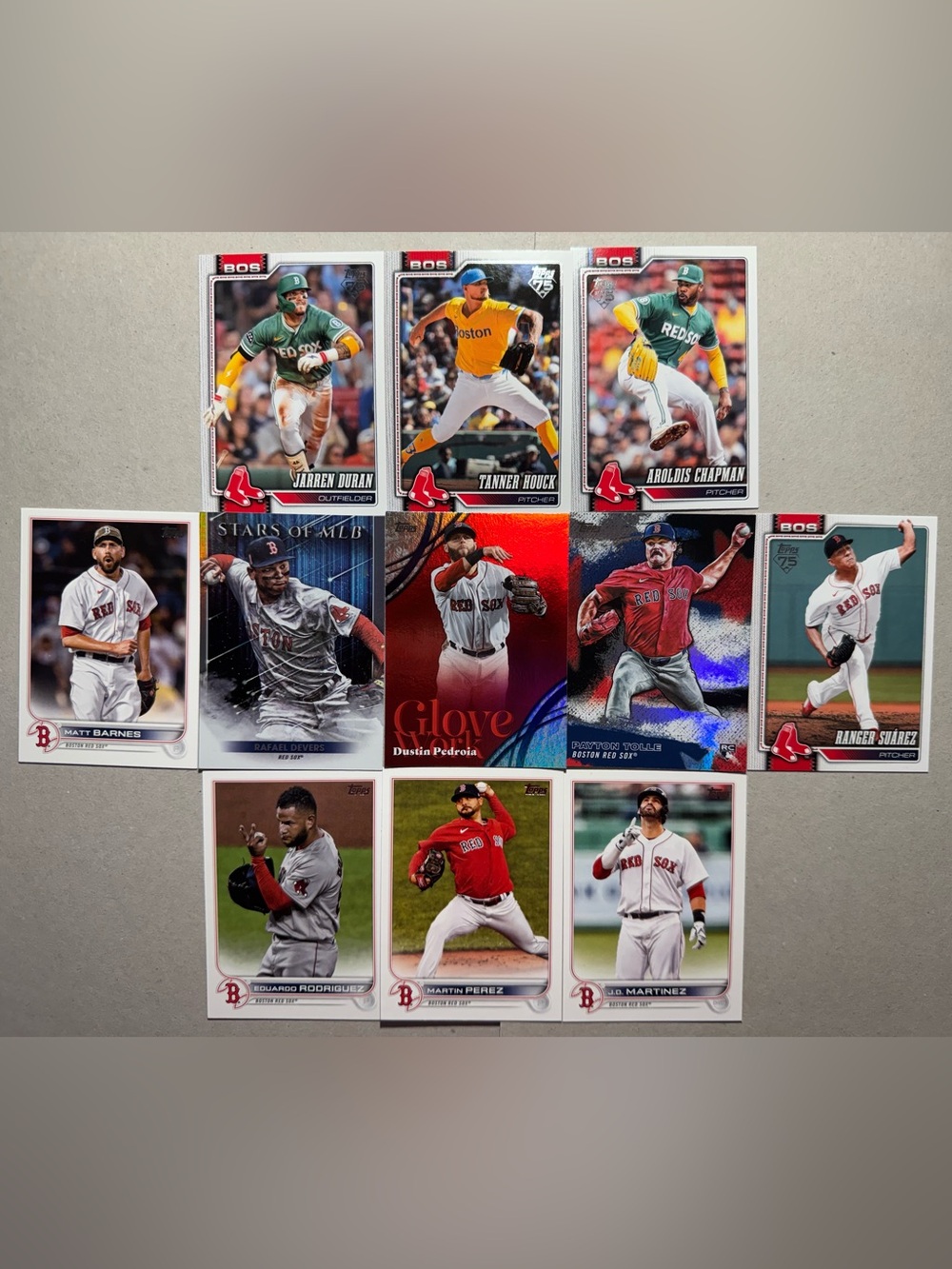 Boston Red Sox Baseball Cards Lot of 11: Pedroia/Tolle/Duran/Houck